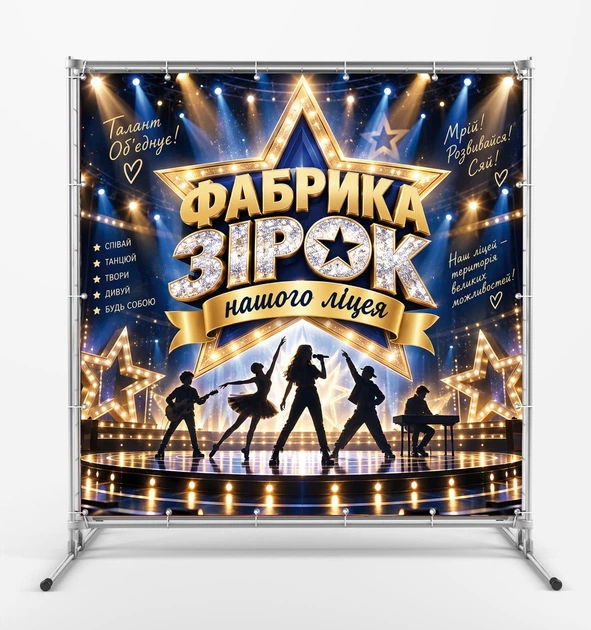 Баннер "Фабрика Звезд", размер 2х2 м - Фото 1 Баннер "Фабрика Звезд", размер 2х2 м - изображение 1