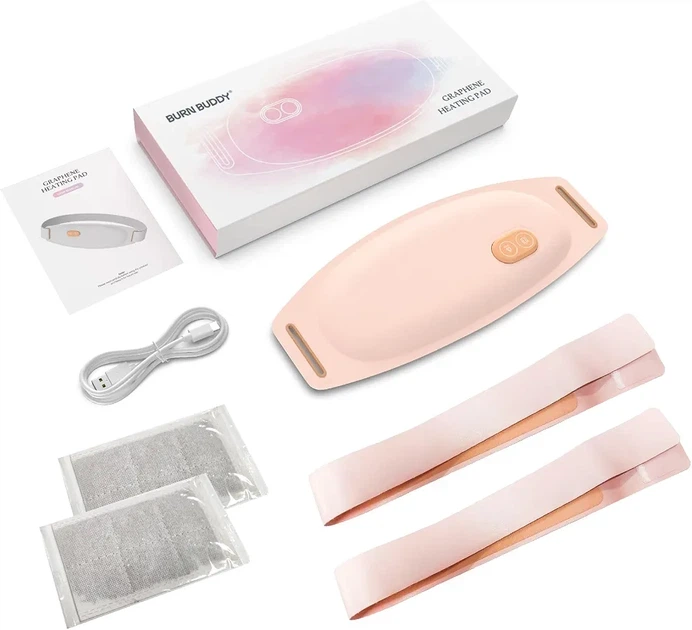 Грілка пояс Burn Buddy Graphene Heating Pad з вібромасажем, акумуляторна, 3 рівні нагріву, USB-C - изображение 2