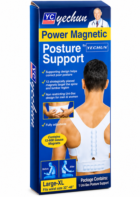 Магнітний коректор постави POWER MAGNETIC для спини та плечей від сутулості, білий - зображення 5