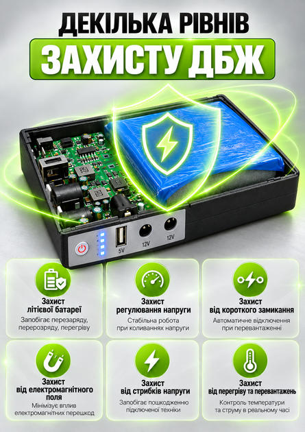 Mini Ups бесперебойник для wi fi роутера 10400 mah юпс повербанк с автопереключением Model 103A мини упс источник безперебойного питания сетевого оборудования интернет вай фай без света powerbank ибп повышающий dc 12V и 12v черный - изображение 6