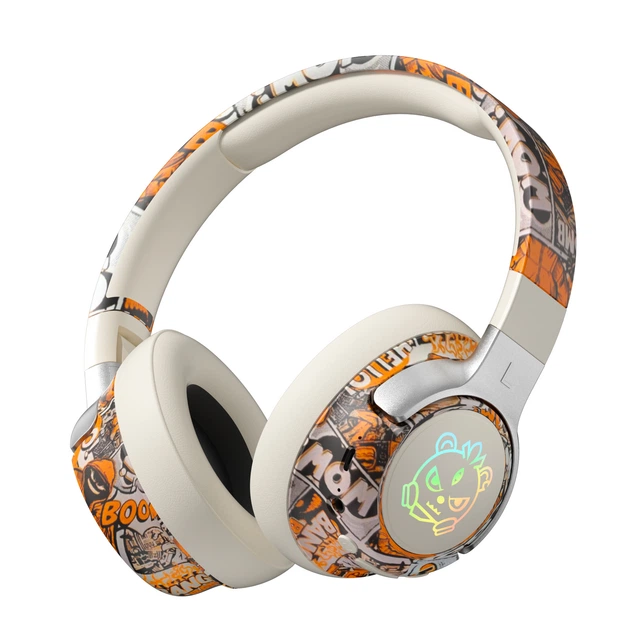 Игровые беспроводные наушники Xusom T12 Graffiti Edition - White-Orange - изображение 8
