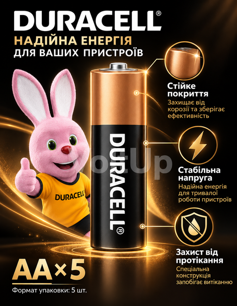 Пальчикові лужні батарейки Duracell Basic AA 5 шт LR6 1.5 В для пультів, іграшок і побутової техніки - зображення 3