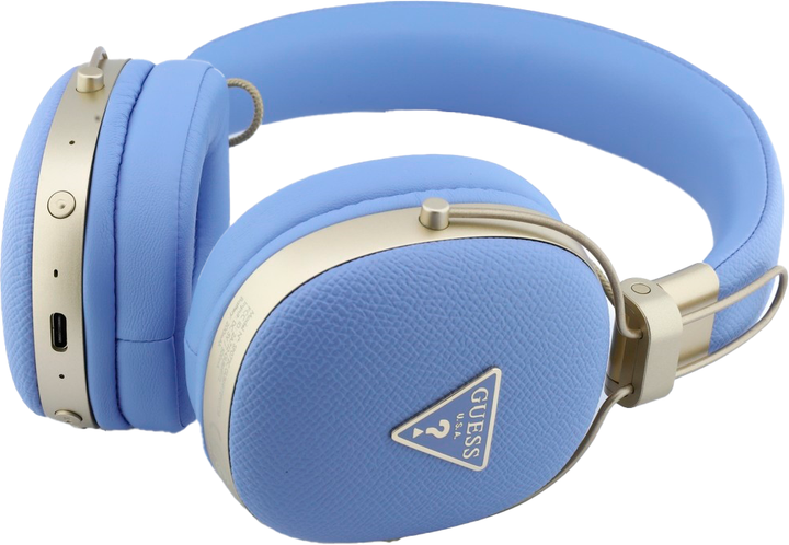 Słuchawki Guess Grained Triangle Gold Logo Blue (3666339673703) - obraz 2