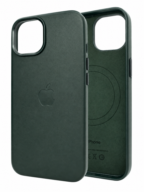 Чохол Leather Case PU з MagSafe для iPhone 15 протиударний захист камери пилозахищений Fir Green SR-547 - зображення 5