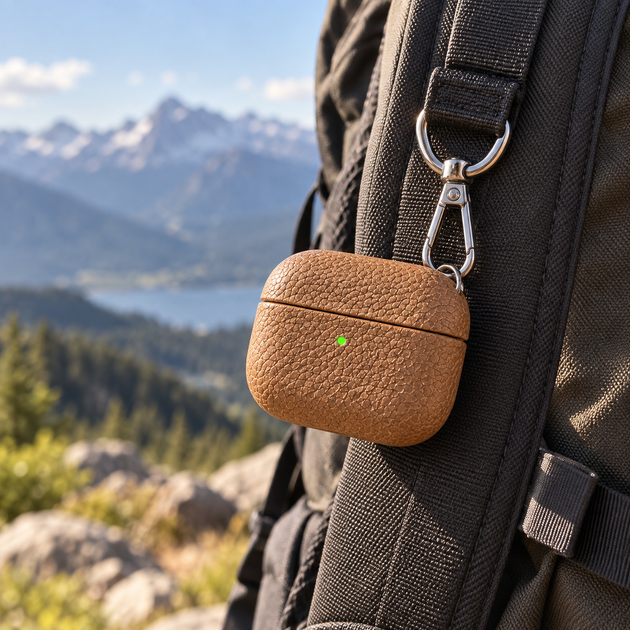 Чехол Grain Leather Case противоударный для AirPods Pro 3 натуральная кожа коричневый Saddle Brown SR-547 - изображение 6