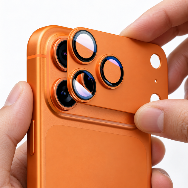 Матовый металлический защитник камеры для iPhone 17 Pro противоударный анти-отпечатки Orange SR-547 - изображение 2