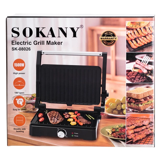 Электрогриль прижимной Sokany металл 34х27х12 см черный - изображение 10