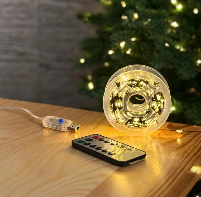 Светодиодная гирлянда Роса 50 метров USB теплый белый свет зеленый провод 500 LED 8 режимов с пультом - Фото 1 Светодиодная гирлянда Роса 50 метров USB теплый белый свет зеленый провод 500 LED 8 режимов с пультом - изображение 1