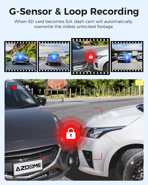 Видеорегистратор AZDOME M300S 4K UHD, Wi-Fi 5.8 ГГц, GPS, 170°, голосовое управление, WDR, G-сенсор, microSD 64 ГБ - изображение 6