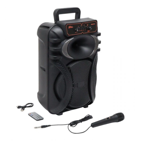 Портативная Bluetooth колонка ZQS10101 30W с RGB-подсветкой, караоке, 2 микрофонами и пультом Black - изображение 4