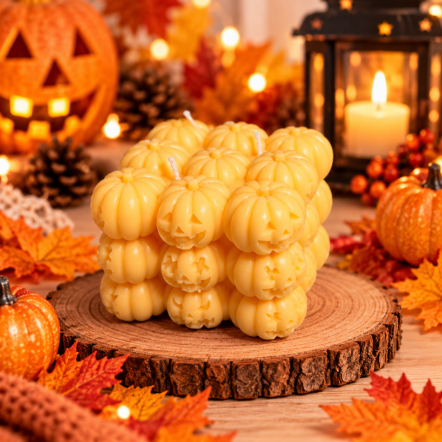 Свеча «Тыквы Halloween», медовая - Фото 1 Свеча «Тыквы Halloween», медовая - изображение 1