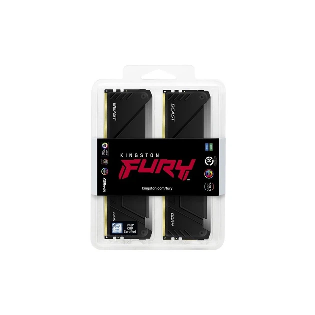Модуль пам'яті для комп'ютера DDR4 16GB (2x8GB) 3200 MHz Beast Black Kingston Fury (ex.HyperX) (KF432C16BB2AK2/16WP) - изображение 5
