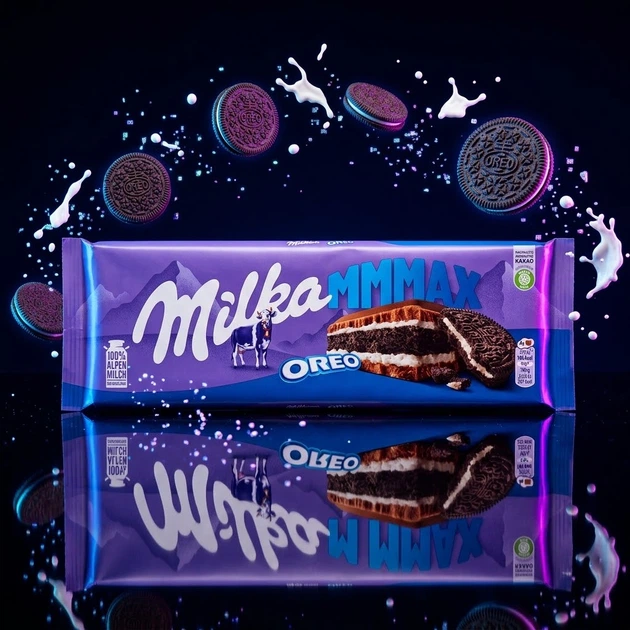 Шоколад молочный Milka Oreo с кусочками печенья ореховой пастой хрустящей начинкой большая десертная плитка для чая кофе и перекуса 300 г - Фото 5 Шоколад молочный Milka Oreo с кусочками печенья ореховой пастой хрустящей начинкой большая десертная плитка для чая кофе и перекуса 300 г - изображение 5