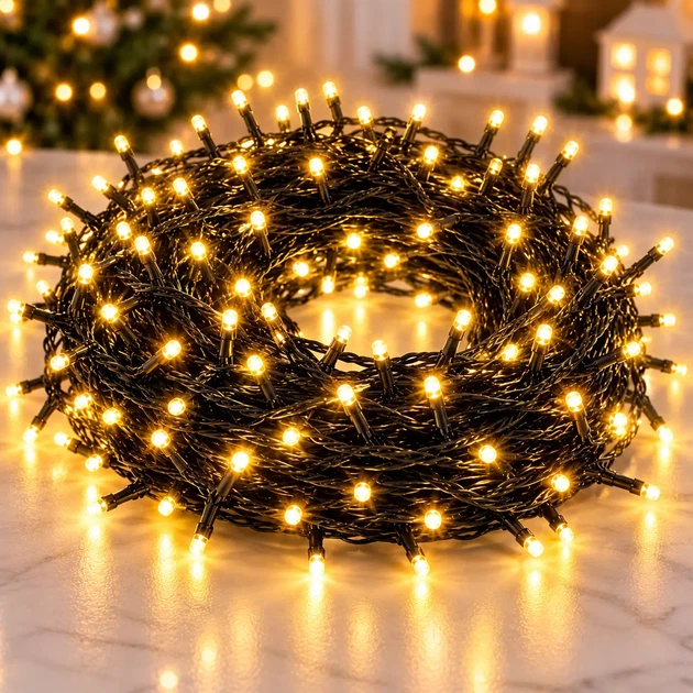 Светодиодная гирлянда нить 50 м 500 LED мерцающая динамическая от сети 220 В на черном ПВХ проводе для елки декора фотозоны - изображение 4