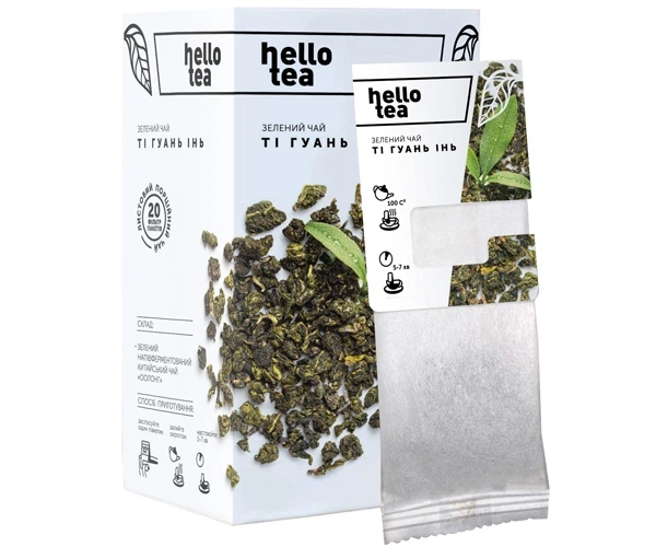 Чай улун Hello Tea Ті Гуань Інь зелений китайський великолистовий натуральний без добавок листовий у фільтр пакетах 20 шт - Фото 5 Чай улун Hello Tea Ті Гуань Інь зелений китайський великолистовий натуральний без добавок листовий у фільтр пакетах 20 шт - изображение 5