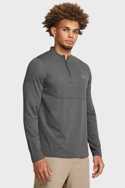 Чоловіча темно-сіра спортивна кофта Vanish Elite Seamless 1/4 Zp Under Armour M 1382798-025 - Фото 1 Чоловіча темно-сіра спортивна кофта Vanish Elite Seamless 1/4 Zp Under Armour M 1382798-025 - зображення 1