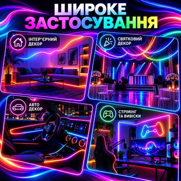 Гибкая умная неоновая LED-лента Smart Neon RGB-IC Magic 10 м, USB Bluetooth, 5 В, RGB-подсветка с управлением телефоном и пультом - изображение 3