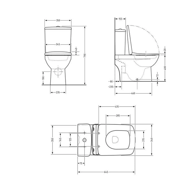 Унітаз-компакт Qtap Presto Quadro Кераміка білий (SD00052480) - зображення 2