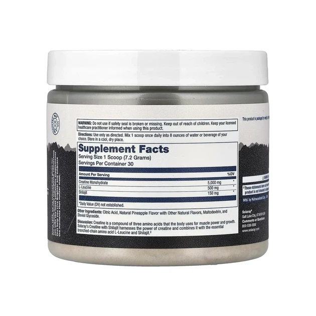 Креатин із шиладжитом Solaray Creatine with Shilajit 216 г зі смаком ананаса - зображення 2
