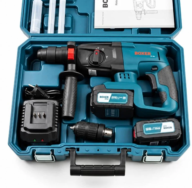Перфоратор Boxer SR-083 аккумуляторный 24 В SDS-Plus 2.1 Дж 1100 об/мин Кейс сверла зарядное - изображение 6