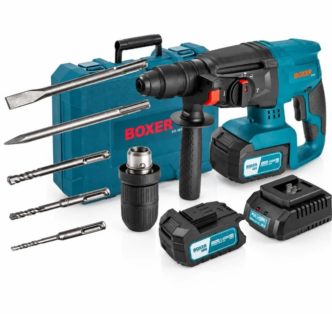 Перфоратор Boxer SR-083 аккумуляторный 24 В SDS-Plus 2.1 Дж 1100 об/мин Кейс сверла зарядное - изображение 7