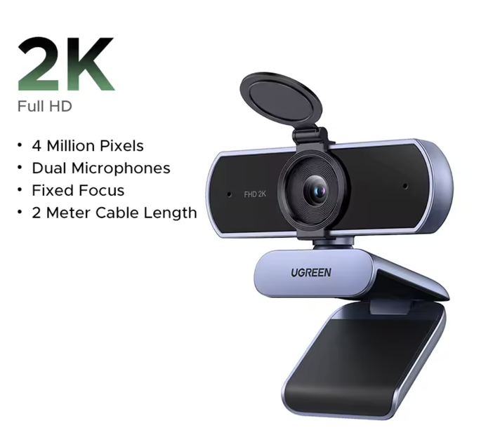 Веб-камера UGREEN 2K 2560×1440 30 FPS | USB, 2 микрофона, автоматическая коррекция освещения - изображение 6