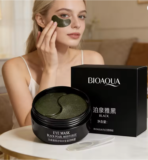 Гідрогелеві патчі під очі BIOAQUA Black Pearl Crystal Clear Eye Mask з чорними перлами та колагеном 60 шт (30 пар), (Z1-04035) - зображення 4