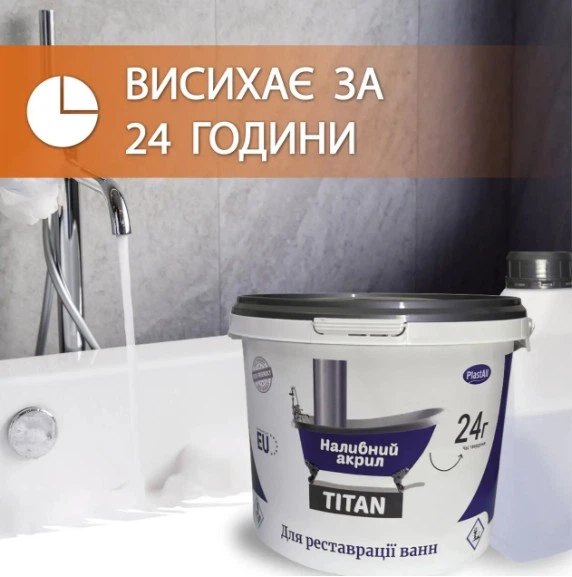 Жидкий акрил для реставрации ванны Пластол Титан (Plastall Titan) 1.2 м - изображение 6