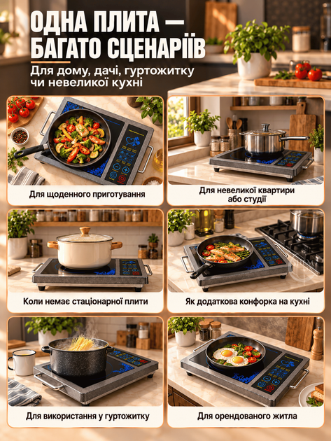 Плита електрична інфрачервона одноконфоркова Domotec 2000Вт, склокерамічна електроплитка з таймером і захистом від перегріву, настільна компактна плита для кухні, дачі, дому Чорна, MS-5842 - зображення 2