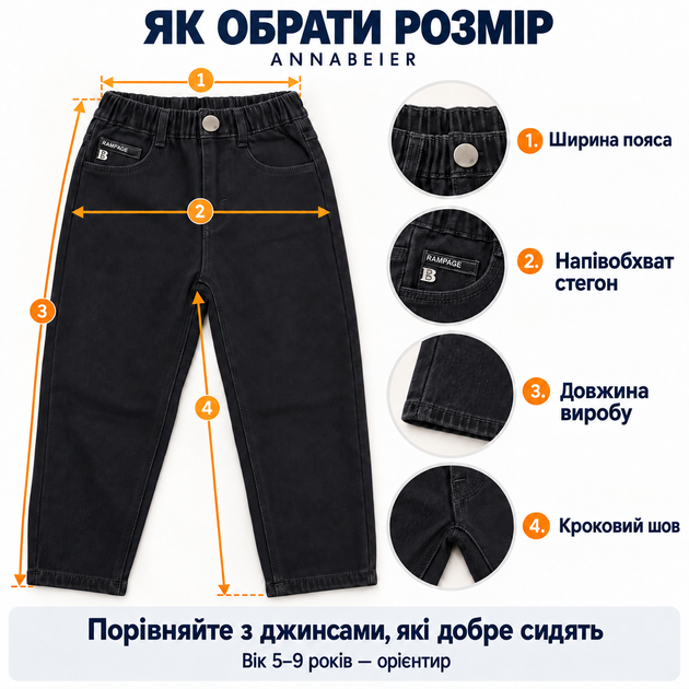 Джинси утеплені для хлопчика Annabeier Mom Fit на плюшевому флісі, 122, Чорний - Фото 5 Джинси утеплені для хлопчика Annabeier Mom Fit на плюшевому флісі, 122, Чорний - зображення 5