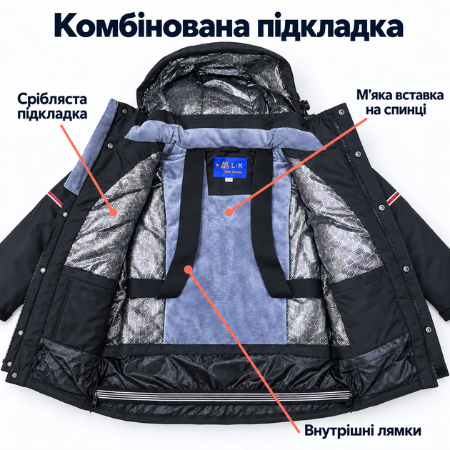 Куртка зимняя для мальчика ZGH мембранная с системой куртка-рюкзак, Черный, 164 - изображение 8