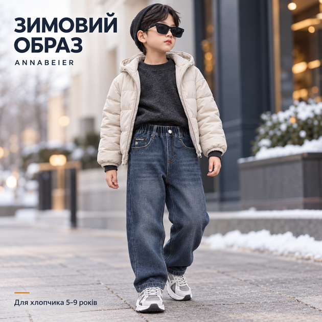 Джинси утеплені для хлопчика Annabeier Mom Fit на плюшевому флісі, 122, Темно-синій - Фото 7 Джинси утеплені для хлопчика Annabeier Mom Fit на плюшевому флісі, 122, Темно-синій - зображення 7