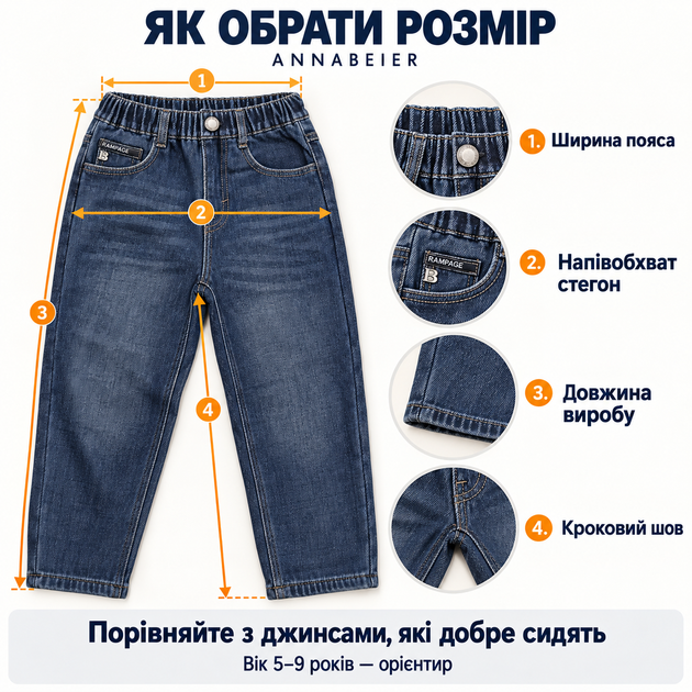 Джинси утеплені для хлопчика Annabeier Mom Fit на плюшевому флісі, 122, Темно-синій - Фото 5 Джинси утеплені для хлопчика Annabeier Mom Fit на плюшевому флісі, 122, Темно-синій - зображення 5