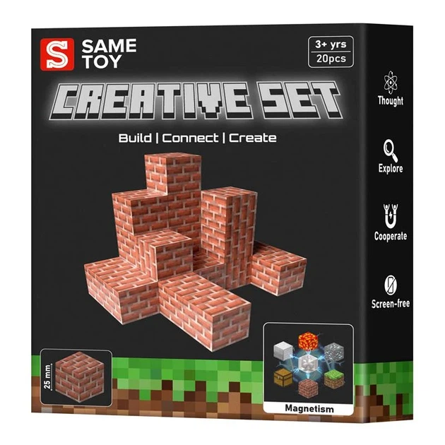 Магнитный конструктор Creative Set Brick 20 эл Пластик красный - изображение 2