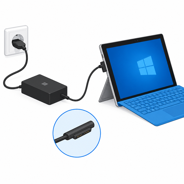 Зарядний пристрій для Microsoft Surface Pro 3/Pro 4, 12V 2.58A 30W (моделі 1724, 1631) 77291 - Фото 5 Зарядний пристрій для Microsoft Surface Pro 3/Pro 4, 12V 2.58A 30W (моделі 1724, 1631) 77291 - зображення 5