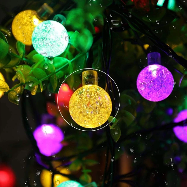 Солнечная гирлянда Bollengold 12 м, 100 LED, разноцветная, 8 режимов, IP65, для улицы и дома - изображение 5