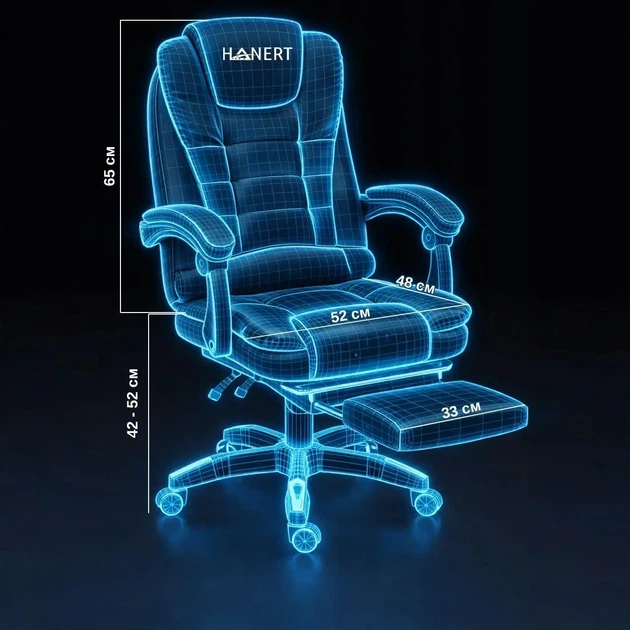 Офисное кресло Hanert Ergo Black с подставкой для ног экокожа газлифт 3 класс нагрузка до 140 кг - изображение 11