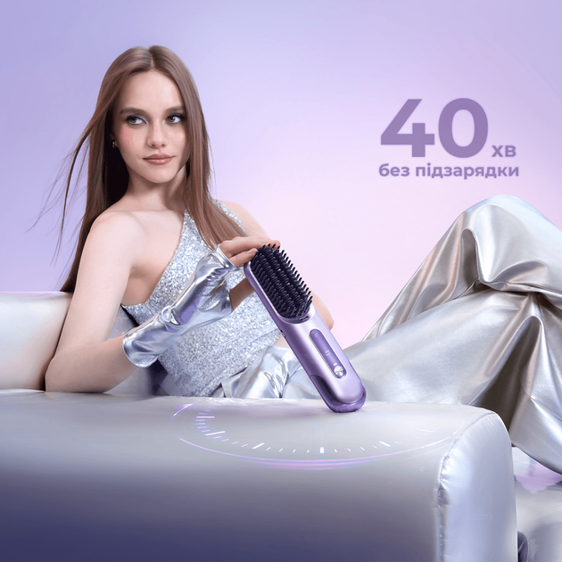Беспроводная щетка-выпрямитель для волос Dreame Sleek Berry Purple - изображение 3