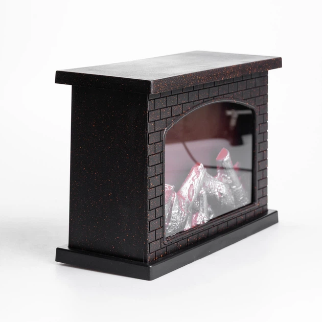 Електронний камін декоративний Yiwu 28х12х20 см компактний світлодіодний світильник з LED підсвіткою та імітацією вогню на батарейках або від USB для офісу чорний - зображення 6