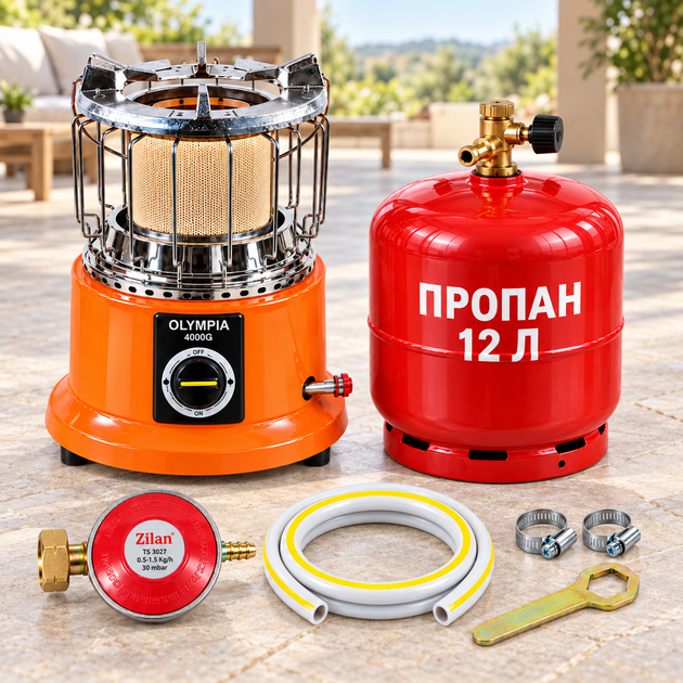 Баллон 12 л + OLYMPIA 4000G + Zilan + шланг 1 м + 2 хомута + ключ - изображение 3