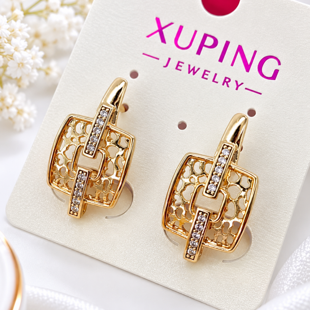 Сережки Xuping довжина 2.2см ширина 1.2см медичне золото позолота 18К с1716 - Фото 1 Сережки Xuping довжина 2.2см ширина 1.2см медичне золото позолота 18К с1716 - зображення 1
