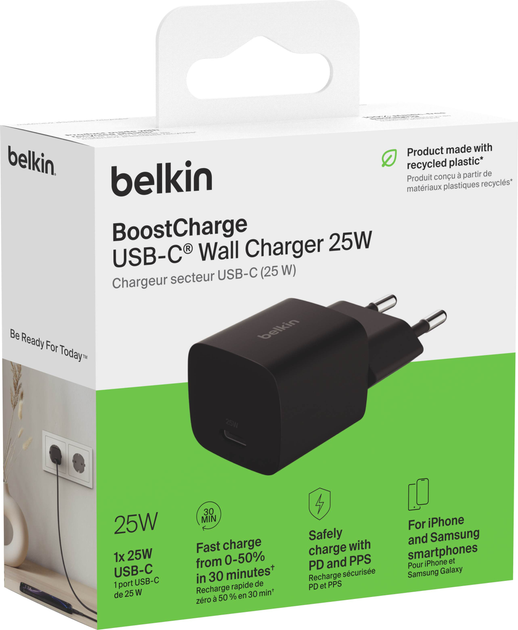 Ładowarka sieciowa Belkin 25W USB-C PD PPS Black (WCA012KQBK) - Zdjęcie 2 Ładowarka sieciowa Belkin 25W USB-C PD PPS Black (WCA012KQBK) - obraz 2