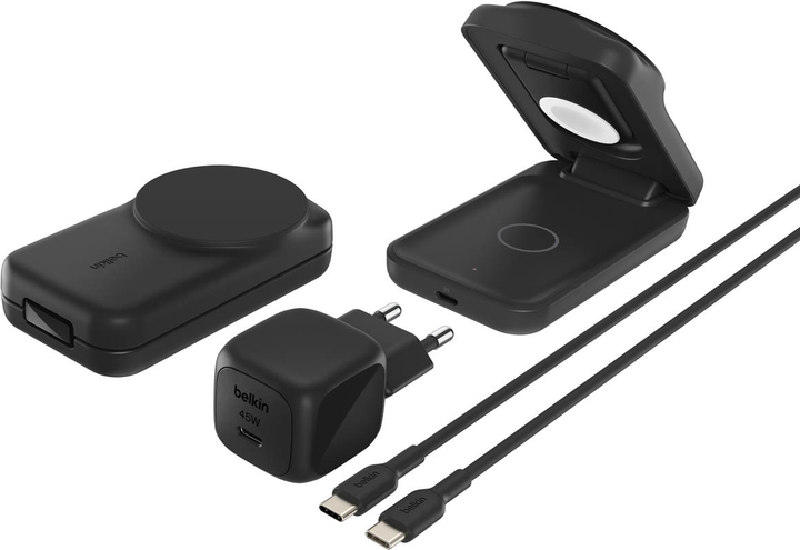 Магнітний зарядний пристрій Belkin UltraCharge 3-in-1 Foldable Magnetic Charger 25W Black (WIZ036KQBK) - Фото 2 Магнітний зарядний пристрій Belkin UltraCharge 3-in-1 Foldable Magnetic Charger 25W Black (WIZ036KQBK) - зображення 2