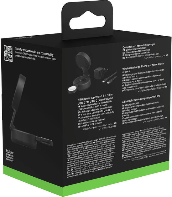 Ladowarka magnetyczna Belkin 2-in-1 Convertible Magnetic Charger with Qi2 25W Charcoal (WIZ043KQCH) - obraz 8