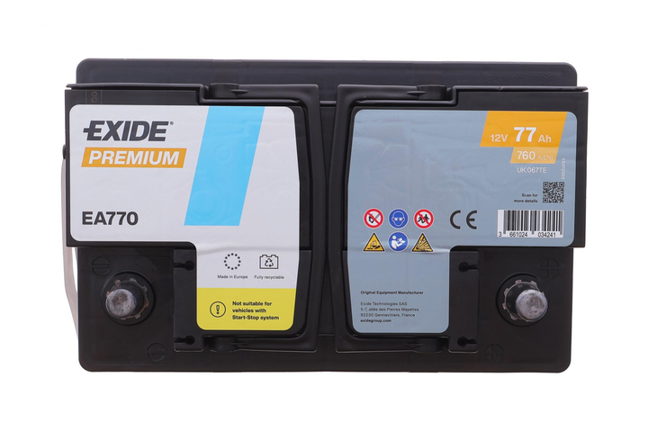 Автомобильный аккумулятор EXIDE Premium 77Аh 760Ah R+ EA770 - Фото 7 Автомобильный аккумулятор EXIDE Premium 77Аh 760Ah R+ EA770 - изображение 7
