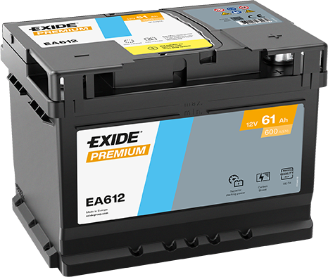 Автомобільний акумулятор EXIDE Premium 61Аh 600Ah R+ EA612 - Фото 6 Автомобільний акумулятор EXIDE Premium 61Аh 600Ah R+ EA612 - зображення 6