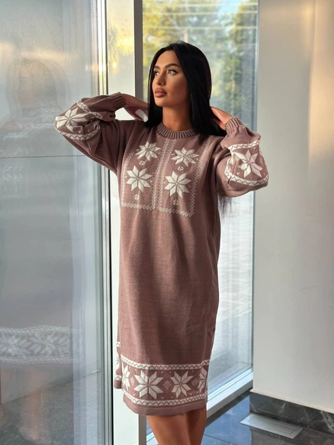 Вʼязана cукня вишиванка MARINA, колір Темна пудра, розмір One Size - изображение 9