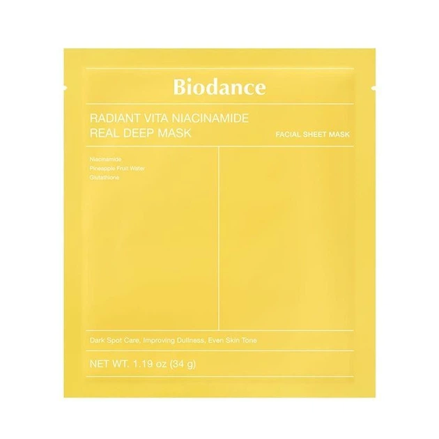 Гідрогелева маска для оживлення тьмяної шкіри Biodance Radiant Vita Niacinamide Real Deep Mask 34 г - Фото 1 Гідрогелева маска для оживлення тьмяної шкіри Biodance Radiant Vita Niacinamide Real Deep Mask 34 г - зображення 1