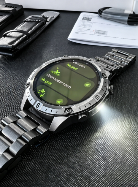 Чоловічий смарт-годинник чорний спортивний Amoled Bluetooth 5.0 два ремінці Uwatch Smart Titan 2 (408394) - зображення 8
