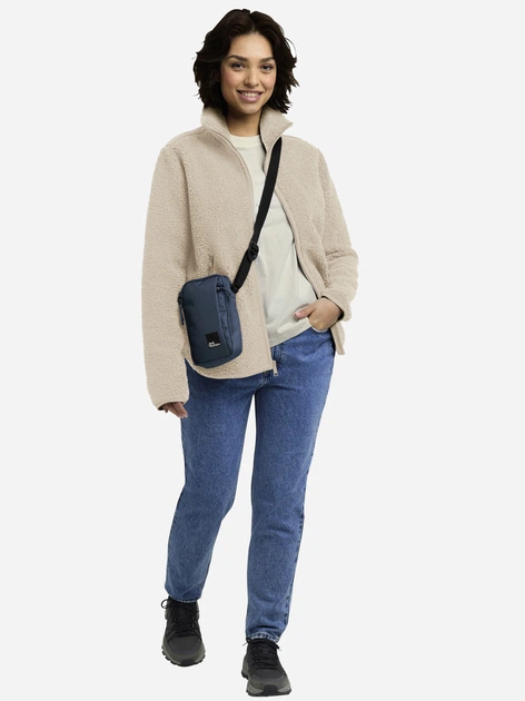 Толстовка на молнии утепленная без капюшона женская Jack Wolfskin High Curl JKT W A65073-A0084 XL Бежевая (4064886779418) - Фото 3 Толстовка на молнии утепленная без капюшона женская Jack Wolfskin High Curl JKT W A65073-A0084 XL Бежевая (4064886779418) - изображение 3